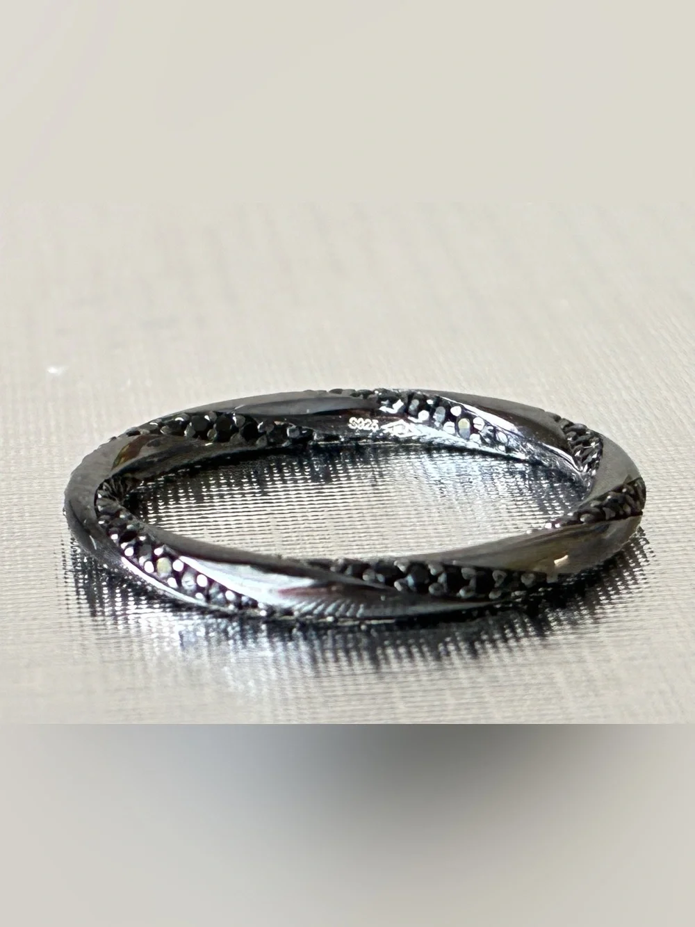 Sterling Silver 925 Black Stackable Ring Sz 7